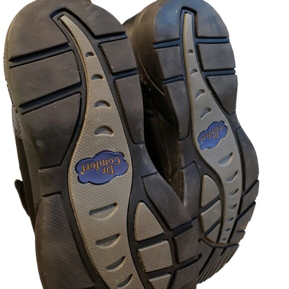 Dr Comfort Mens Brian Black Leather Slip On Adjustable Shoes US 7 W - Picture 2 of 6